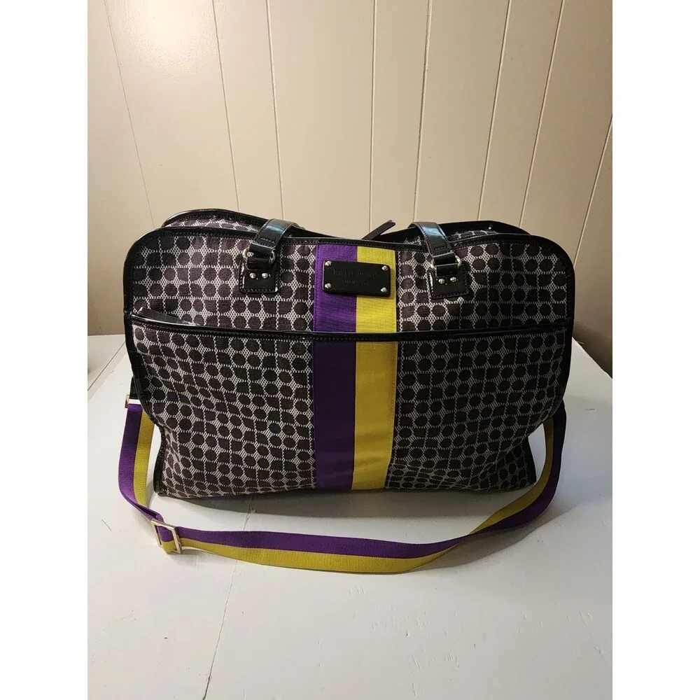 Kate Spade Travel Weekender Duffle Bag Large Brown And Purple Read Description